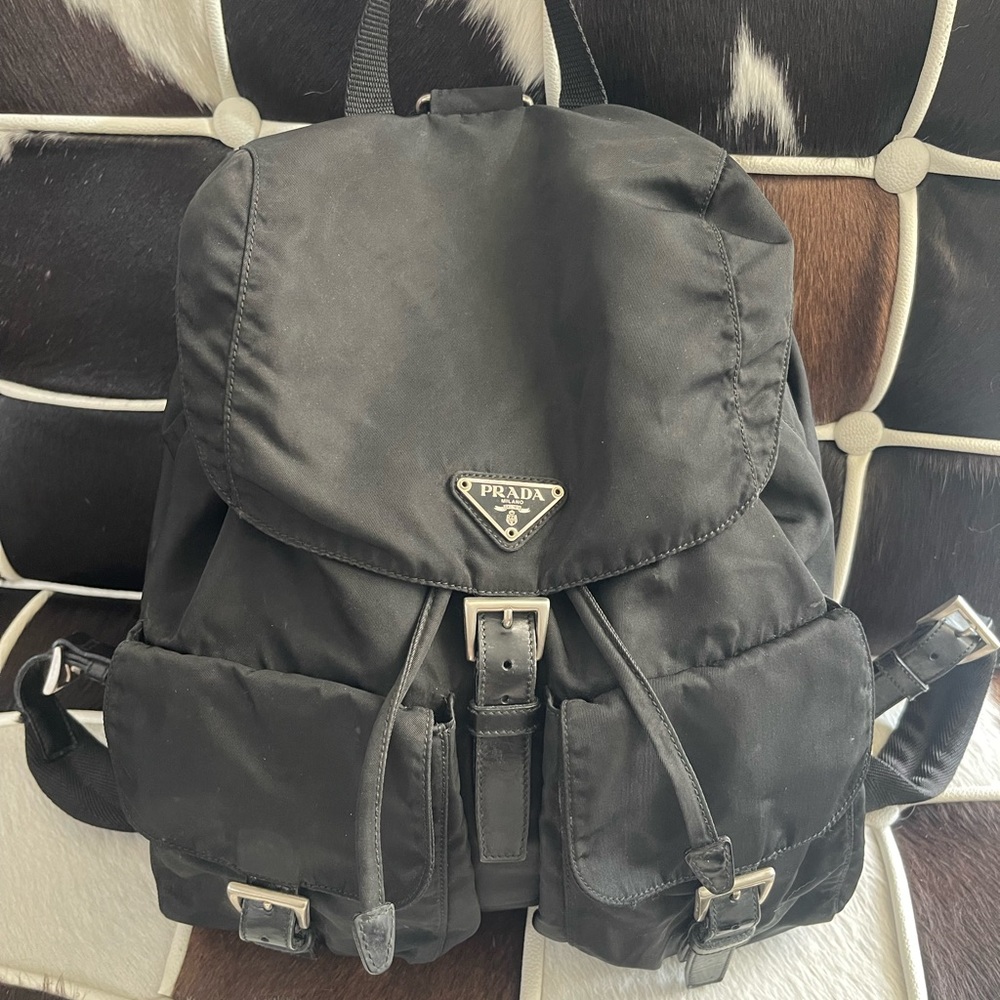 Authentic Prada Nylon Leather Backpack Black - image 8